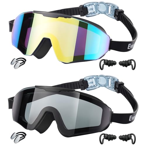 EverSport 2 Pack Kids Swim Goggles Frame Less Design Anti-fog UV Protection Clear Wide Vision No Leak, Water Pool Swimming Goggles for kids 6-14 8-14 8-12 5-7 Toddler Youth Children Boys Girls