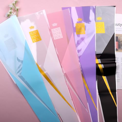 Totelux Mothers Day Flower Cellophane Bags 50PCS Single Flower Clear Packaging Bags for Bouquet Floral Gift Wrapping Wedding Birthday Party Supplies