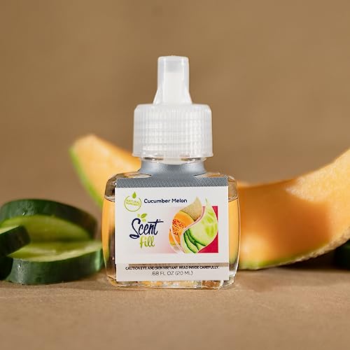 Scent Fill 100% Natural Cucumber Melon Plug in Air Freshener, Scented Oil Refills, 3 Refills