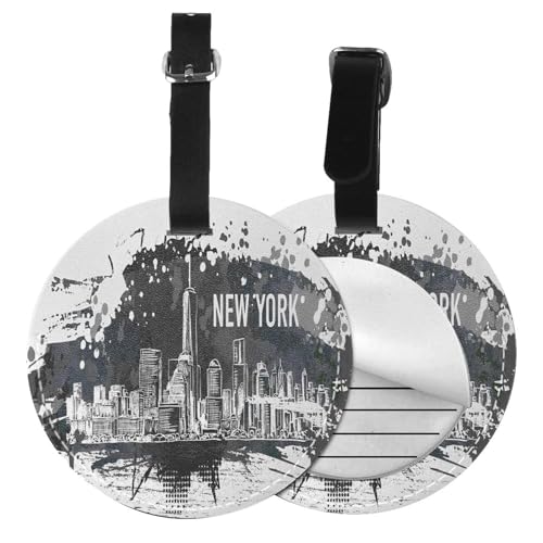 Luggage Tag New York Luggage Tags for Suitcases, Pu Leather Baggage Tags Identifiers for Travel, Name Id Label Tags for Baggage Bag Women Men