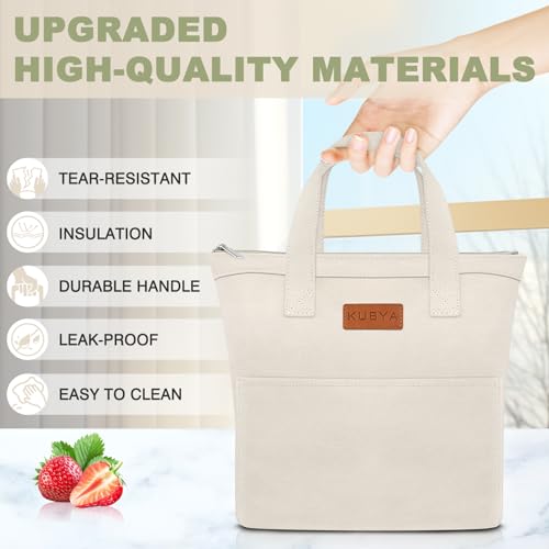 KUBYA Lunch Box for Women, Lunch Bag for Women Men Adult Simple Lunchbox Reusable Lunchbag Insulated Lunch Boxes Large Capacity Cute Lunch Tote Bag, with Food Storage Bags for Work, Office or Picnic