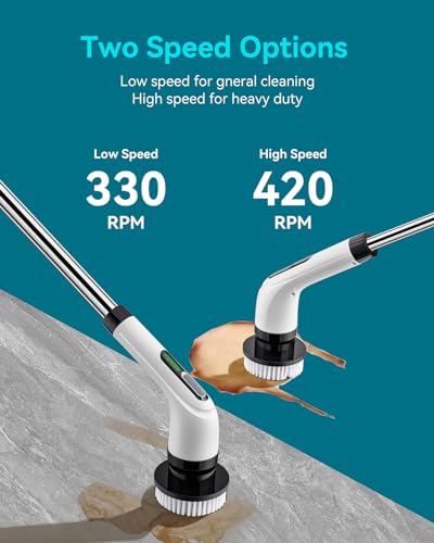 Electric Spin Scrubber for Cleaning Bathroom: Cordless Power Shower Scrubber - Electric Cleaning Brush for Tile Tub