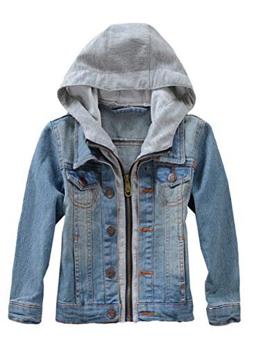 Mallimoda Kids Boys Girls Hooded Denim Jacket Zipper Coat Outerwear Style 2 Blue 2-3 Years