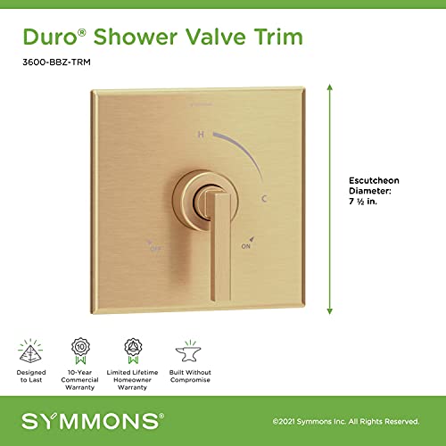Symmons 3600-BBZ-TRM Duro Shower Valve Trim in Brushed Bronze (Valve Not Included)