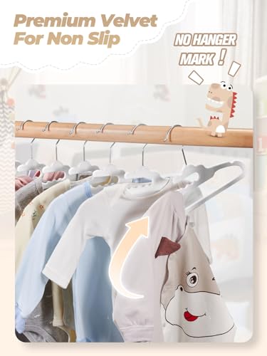 HOUSE DAY Premium Baby Velvet Hangers 20 Pack for Kids, Non Slip Baby Clothes Hangers for Closet, 11 Inch Children's Hanger Space Saving on Baby Organization, Gray