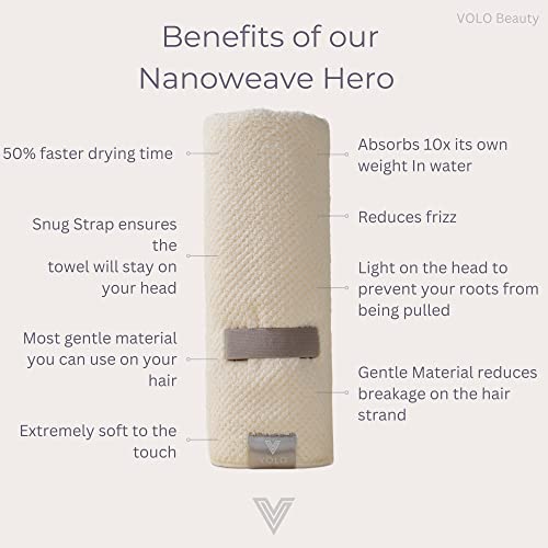 VOLO Hero Capri Blue Hair Towel | Ultra Soft, Super Absorbent, Quick Drying Nanoweave Fabric | Reduce Dry Time by 50% | Large Towel Wrap for All Hair Types | Anti Frizz & Anti Breakage | Microfiber