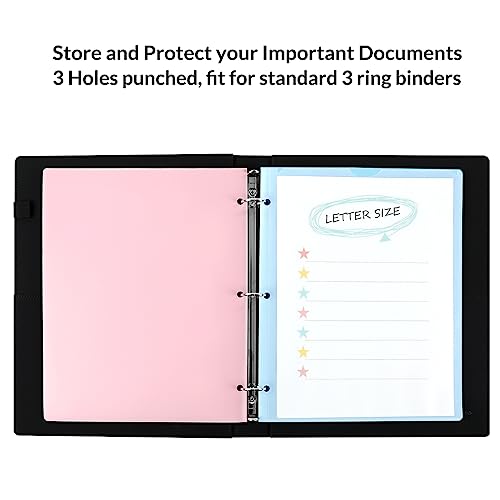 SKYDUE 7 Pocket Folder, Pocket Folders with Clear Front Pocket, Heavy Duty Plastic File Folder, Muted Pastel Colors, Letter Size, Pack of 3