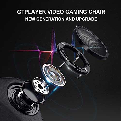 GTPLAYER Gaming Chair, Computer Chair with Bluetooth Speakers, High Back Ergonomic Office Chair Desk Chair with Lumbar Support, Height Adjustable Game Chair with Footrest 330LBS, Black