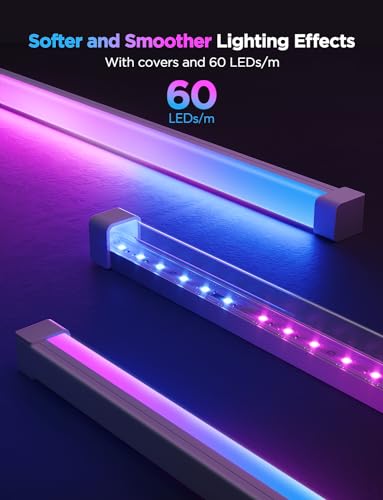 Govee RGBIC LED Strip Lights 9.8ft with Covers, Smart LED Lights Work with Alexa and Google Assistant, LED Diffuser Channel with LED Lights for Bedroom, Skirting Lines, Studio, Cabinet