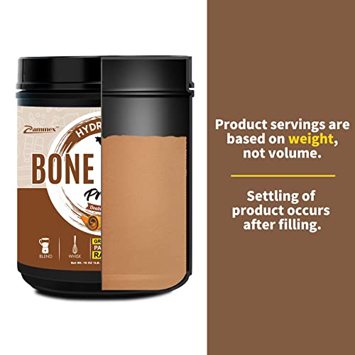 Zammex Bone Broth Protein Powder, Pure Grass Fed Beef, Chocolate Protein Powder,Hydrolyzed Collagen Supplement for Healthy Skin,Nails,Hair,Joints, Non-GMO,Gluten Free, Great in Shakes