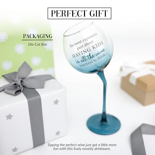 Pavilion - All The Wine You Have To Drink - 11 Oz Tipsy Stemmed Ombre Teal Wine Glass Unique Novelty Gag Gift Funny Mom Dad Humor Parenting Present