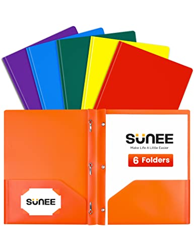 SUNEE 2 Pocket Folders with Prongs (3 Pack, Black) Plastic Folders with Pockets and Prongs Fit Letter Size, Poly Folders with Pockets for School Office Home Business