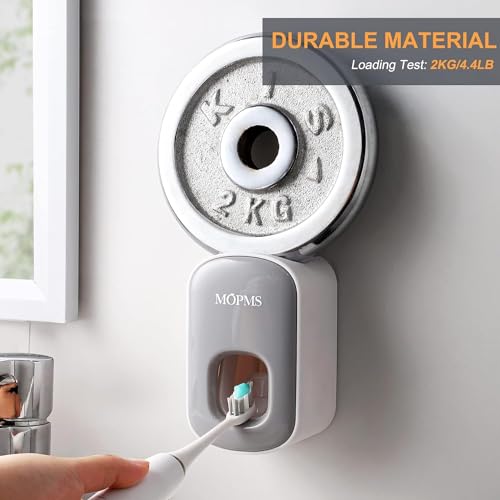 MOPMS Toothpaste Dispenser Wall Mounted for Bathroom Automatic Toothpaste Squeezer for Kids and Adult (Grey and Black)