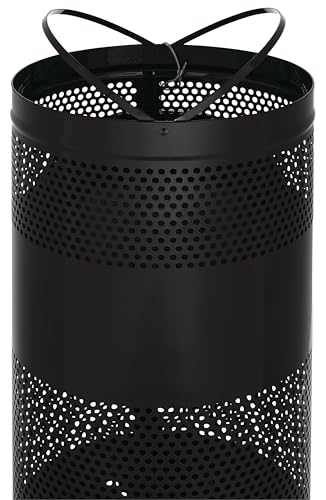 Rubbermaid Commercial Products Perforated Steel Trash Can, 25-Gallon, Black, Hands-Free Indoor/Outdoor Garbage Bin for Mall/Stadium/Office/Lobby/Restaurant