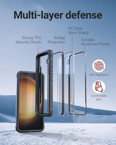 RAPTIC Shield Case Compatible with Samsung Galaxy S24 –Shockproof Military Grade Protection, Durable Anodized Aluminum Frame, 10ft Drop Tested, Black