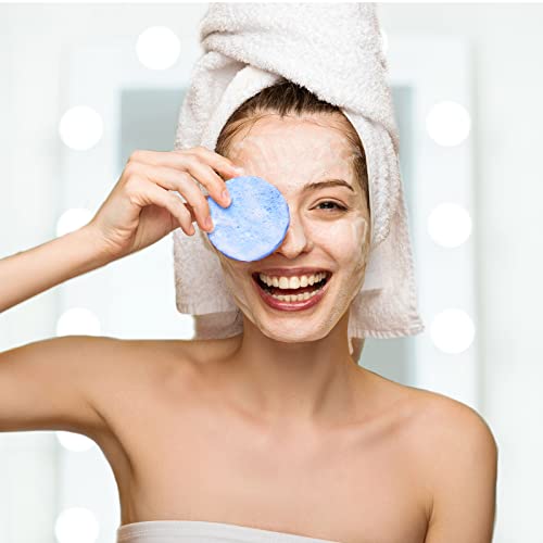 120 Pcs Facial Sponge Compressed, Luxiv Face Cleansing Sponge Estheticians Compressed Makeup Facial Sponge Round Wash Face Sponges for Women Compress Exfoliating Removal Sponge (blue)