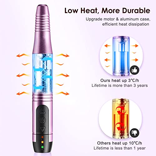 COSLUS Cordless Nail Drill Electric File: Professional for Acrylic Gel Dip Powder Nails Portable Nail Drill Machine Kit for Manicure Pedicure Nail Set with Everything Rechargeable Lightweight Purple