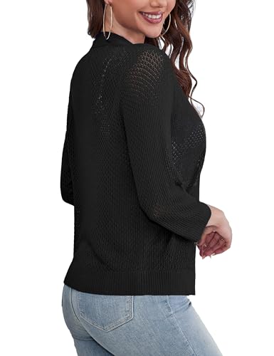 U.Vomade Women's Open Front 3/4 Sleeve Shrug Cropped Cardigan Sweaters Elegant for Women Camel L