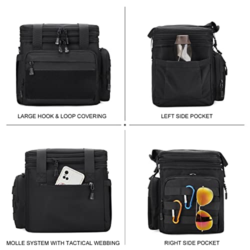 Gafetrey Large Tactical Lunch Box for Men, Insulated Lunch Bag Adult, Thermal Lunchbox Leakproof Waterproof Cooler Bag, Dual Compartment Lunch tote, Large Lunch Pail for Work Office Camping 24L