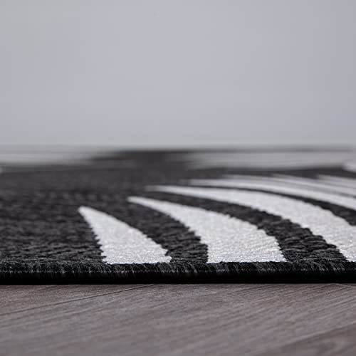 Rugshop Contemporary Palm Leaves Textured Flat Weave Easy Cleaning Outdoor Rugs for Deck,Patio,Backyard Indoor/Outdoor Area Rug 2' x 3' Black