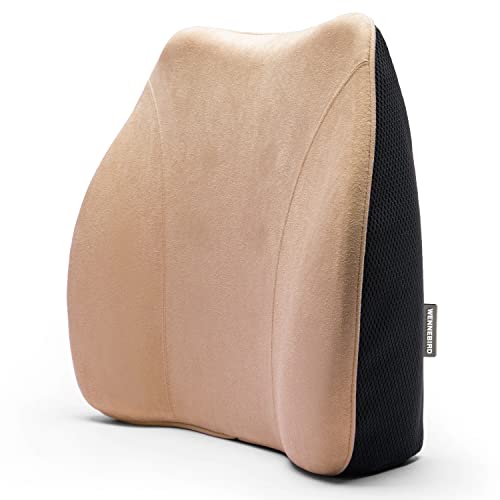 WENNEBIRD Model Q Lumbar Support Pillow - Patented Ergonomic and Adjustable Webbing Back Support for Back Pain Relief for Office Chair, Car, Sofa, Plane, Couch, Recliner - Beige