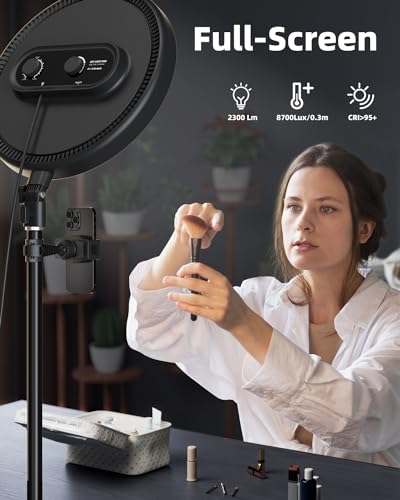 TODI Large Ring Light with 79" Stand, 6500K Full-Screen Selfie Ring Light with Stand and Phone Holder, Professional Big Ring Light for Live Stream, YouTube, TikTok, Makeup, Video, Barber, Photography