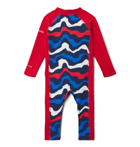 Columbia Baby Sandy Shores II Sunsuit, Coll Navy Wavy/Mountain Red, 0/3