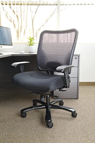 Space Seating 75 Series Air Grid Big and Tall Deluxe Ergonomic Office Chair with Thick Padded Seat and 400 lb. Limit, Black, Mid-Back