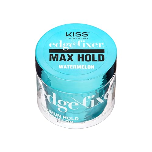 KISS Colors & Care Maximum Hold Edge Fixer, Non-Greasy Gel Formula Infused With Biotin B7, 24 Hour Hold, ‘Watermelon’ Scented, 3.38 Fl. Oz. (100 ml)