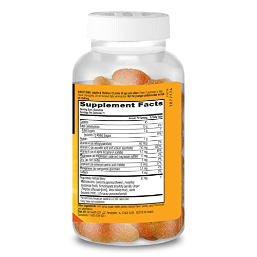 Airborne 750mg Vitamin C Gummies For Adults, Immune Support Supplement with Powerful Antioxidants Vitamins C & E - 63 Gummies, Zesty Orange Flavor