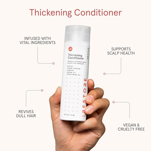 iRESTORE Biotin Hair Conditioner for Damaged Dry Hair - Biotin Conditioner for Fine Hair Growth, Volumizing Thickening Conditioner with Ginseng & Argan Oil to Moisturize, Pair With Hair Loss Shampoo