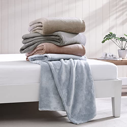 Poppy & Fritz Ultra Soft Plush Fleece Reversible Bedding, Lightweight Home Decor for All Seasons Blanket, Twin, Solid Beige