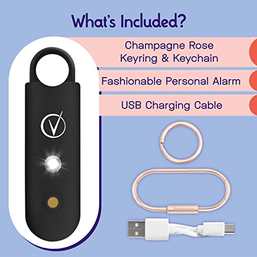 Vantamo Personal Alarm for Women - Extra Loud Double Speakers, First with Low Battery Notice with Strobe Light, Rechargeable - Safety Alarm Keychain (Clover)