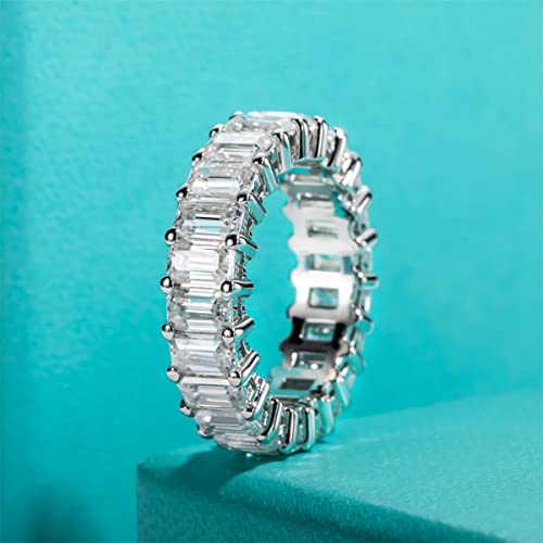 AnuClub Princess Cut Moissanite Eternity Ring 4cttw D Color VVS1 Lab Created Diamond Sterling Silver Eternity Wedding Band Ring, Christmas Gift for Women with Certificate(9)