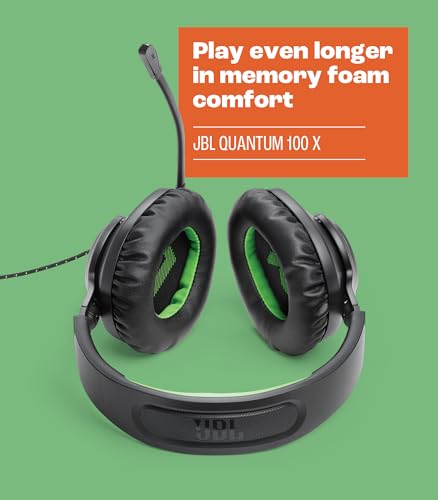 JBL Quantum 100X - Wired Over-Ear Gaming Headset with a Detachable mic, QuantumSOUND Signature, Memory Foam Comfort, Compatible with Windows Sonic Surround Sound (Black)