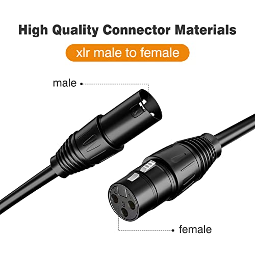 HOOH XLR Cable 25ft 2 Pack, Microphone Cables, XLR Microphone Cable Male to Female Balanced DMX Cable Suitable for Microphones,Radio Station, Speaker Systems,Stage Lighting and More,Black