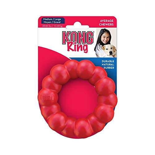 KONG Ring - Natural Rubber Ring Toy for Healthy Chewing Habits - Chew Toy Supports Dog Dental Health - Dog Toy Supports Instincts During Playtime - for Medium/Large Dogs