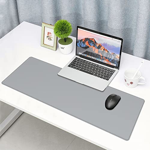 Gray Mouse Pad XL Large Extended Desk Pad for Desktop Keyboard Non Slip Rubber Base Full Desk Mat Mousepad with Stitched Edge for Office Home Work Gaming Accessory 31.5 x 11.8 inches