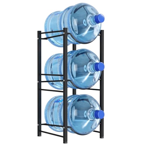 Lifewit 5 Gallon Water Jug Holder, 3 Tier Water Bottle Stand, Heavy Duty Water Dispenser Rack with 3 Slots for Gallon Jugs, Detachable Water Storage Shelf Organizer for Home Living Room Office, Black