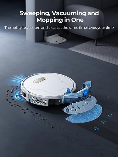 Laresar Robot Vacuums and Mop Combo, 4000Pa Strong Suction, Robotic Vacuum Cleaner with Auto Carpet Boost, Self-Charging, App&Remote&Voice Control, Super-Slim, Ideal for Pet Hair(Evol 3s)