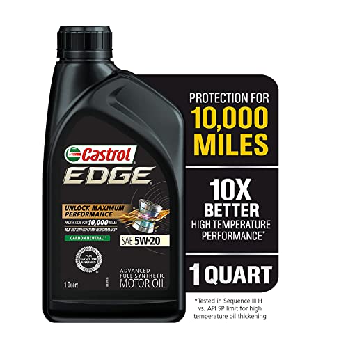 Castrol Edge High Mileage 5W-20 Advanced Full Synthetic Motor Oil, 5 Quarts