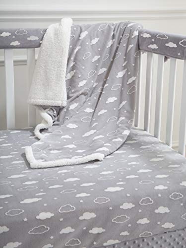 TL Care Heavenly Soft Chenille Fitted Crib Sheet 28" x 52", Warm and Cozy Neutral Chenille Sheet, Gray 3D Cloud, for Boys and Girls, Fits Crib and Toddler Bed mattresses