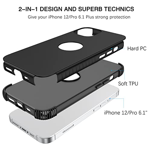 BENTOBEN for iPhone 12 Case, Phone Case for iPhone 12 Pro, Heavy Duty 2 in 1 Full Body Rugged Shockproof Protection Hybrid Hard PC Bumper Drop Protective Girls Women Boy Cover,Light Green