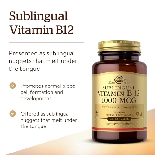 SOLGAR Sublingual Vitamin B12 1000 mcg Nuggets, 250 count