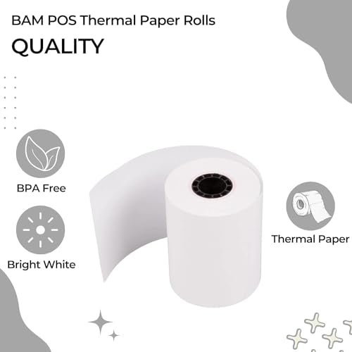 BAM POS, Thermal Paper Rolls, 3-1/8" x 230 ft, Pack of 10 - Value Pack