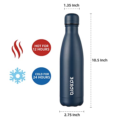 BJPKPK Insulated Water Bottles -17oz/500ml -Stainless Steel Water bottles, Sports water bottles Keep cold for 24 Hours and hot for 12 Hours, water bottles for travel,Navy blue