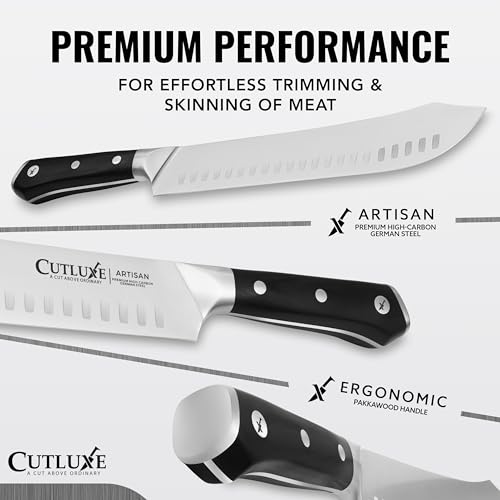 Cutluxe Slicing Carving Knife (2-Pack) – 12" Brisket Knife, Meat Cutting and BBQ Knife – Razor Sharp German Steel, Full Tang, Ergonomic Handle Design – Artisan Series