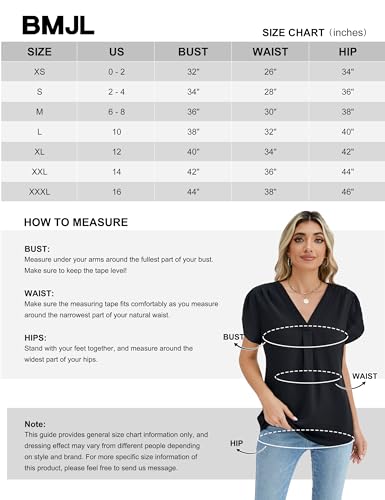 BMJL Women's Dressy Casual Blouses White Business Work Tops Petal Short Sleeve V Neck T Shirt Summer Outfits 2024(Apricot, S)