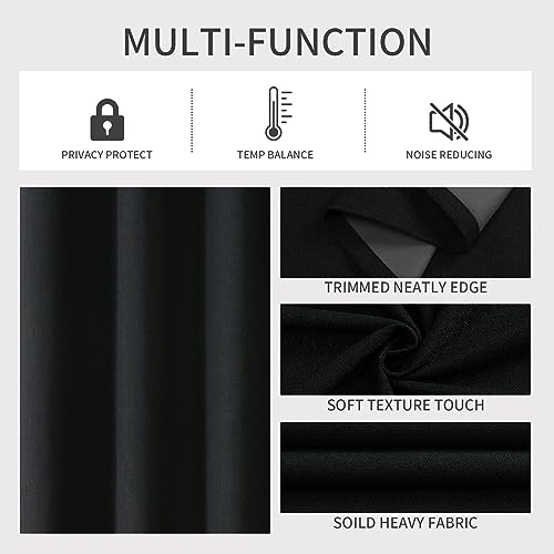 Joydeco 100% Blackout Curtains for Bedroom Living Room, 100 Inch Extra Wide Curtain 2 Panels Set for Room Divider Curtains Patio Door Privacy Curtains(100 Wide x Custom Length, Charcoal Grey)