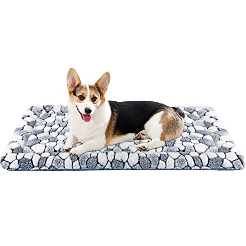 VANKEAN Dog Crate Pad Bed Mat Reversible (Warm& Cool), Soft Pet Sleeping Mat Dog Bed for Crate Suitable for Small to XX-Large Dogs and Cats, Machine Washable Crate Beds, Grey Stone Pattern